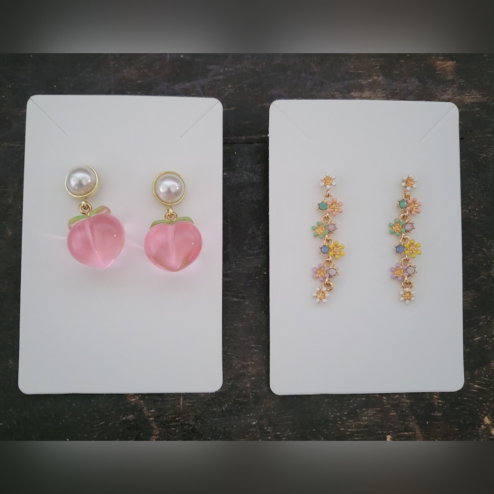 Earrings Pink Peach Earrings and Multicolor Floral Earrings